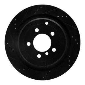 Land Rover Range Rover Brake Rotor (1) - Rear Left - R1 Concepts - Drilled & Slotted - Black - `06-`12